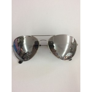 Silver Mirror Aviator Glasses - Party Glasses Novelty Glasses